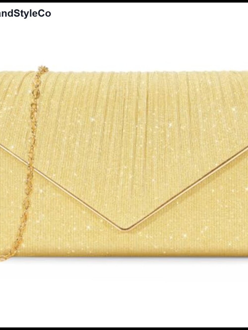 Women's Glitter Evening Clutch Bag with Detachable Chain Strap for Formal